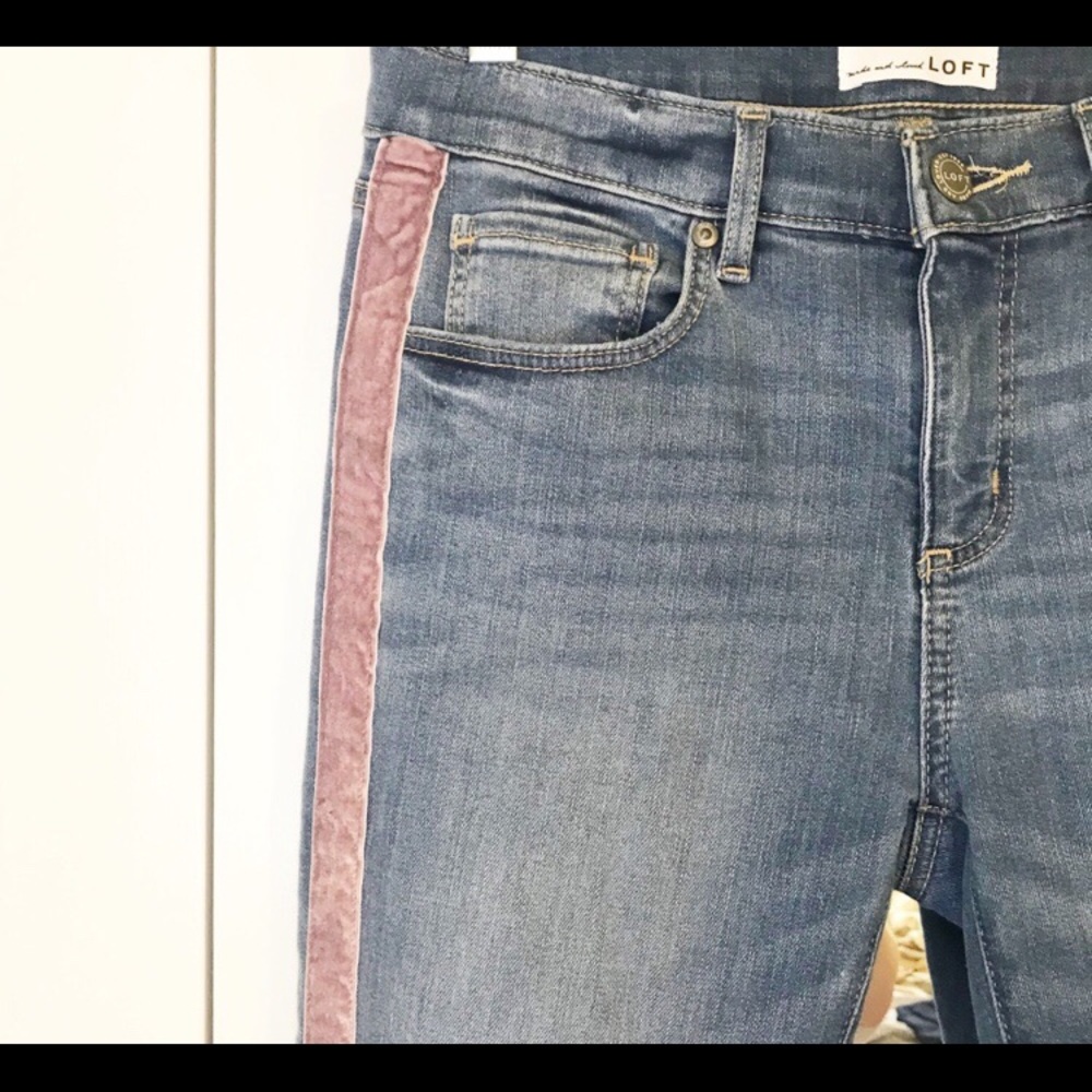 LOFT Velvet Stripe Skinny Jeans - Picture 6 of 7